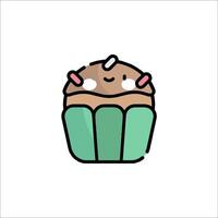 A cupcake icon with a green icing vector