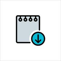 A notebook with a blue arrow pointing to it vector