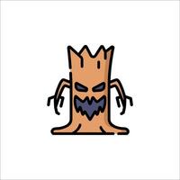 A cartoon tree with a face and a scary face vector