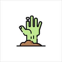 Zombie hand icon with a hand in the dirt vector