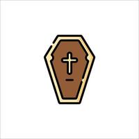 A coffin icon with a cross on top vector