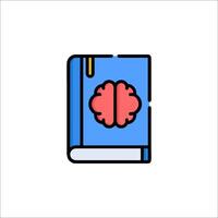A book with a brain inside it icon vector