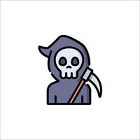 Grim reaper icon with a scythe and a hat vector