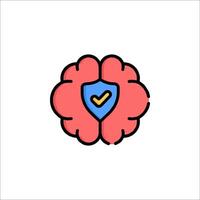 Brain icon with check mark on top of it vector