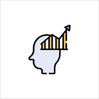 A person's head with a graph on it vector