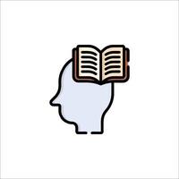 A person's head with an open book on top vector