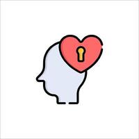 A heart shaped keyhole in the head of a person vector