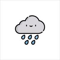 A cartoon cloud with rain drops on it vector