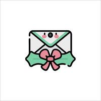 An envelope with a bow and a pink ribbon vector