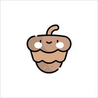 A cartoon acorn icon with a smiley face vector