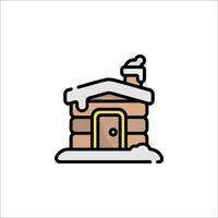A log cabin with snow on the roof vector