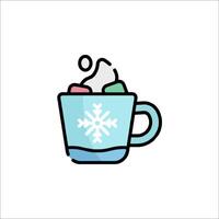 A cup of hot chocolate with a snowflake on top vector