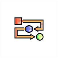 A line drawing of a computer with a green and orange object vector