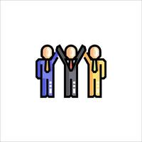 Three people holding hands in a line with a business suit vector