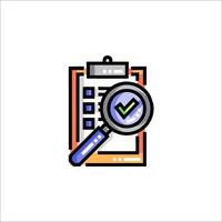 A magnifying glass and check mark on a clipboard vector