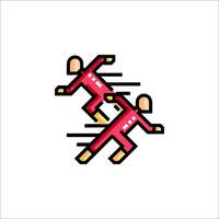 Two people running in red and white vector