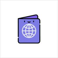 A purple passport with a globe on it vector