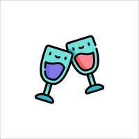 Two glasses of wine with a smiley face on them vector