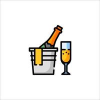 A bottle of champagne and a glass in a bucket vector