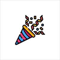A colorful party hat icon with confetti vector