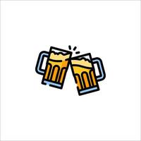 Two mugs of beer are toasting on a white background vector