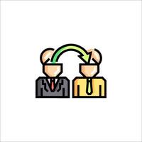 Business people with arrows pointing to each other vector