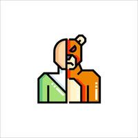 A man and a bear are both wearing different colors vector