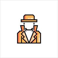 A man in a hat and coat icon vector