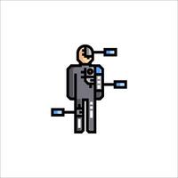 A man in a suit with a blue and black background vector