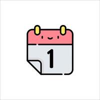A calendar with a cute face on it vector