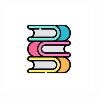 A stack of books icon with a colorful background vector