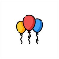 Three balloons with red, blue and yellow colors vector