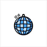 A globe icon with a blue and black outline vector
