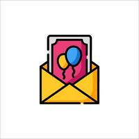 An envelope with balloons and a birthday card vector