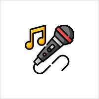 A microphone and music note icon vector