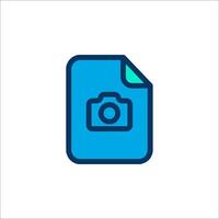A blue file with a camera icon vector