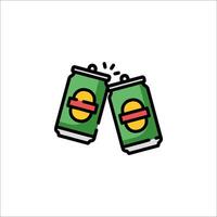 Two cans of soda with a red and green label vector