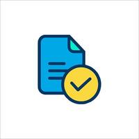 A document with a tick mark and a check mark vector
