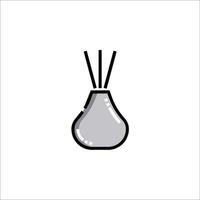 A black and white illustration of a vase with sticks vector