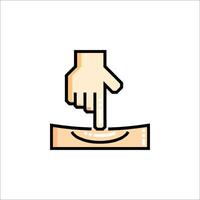 A hand pressing a button on a piece of paper vector