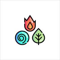 A colorful logo with three different types of leaves vector