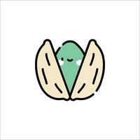 A cartoon peanut with a green shell and a green face vector
