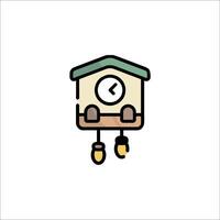 A cuckoo clock icon with a clock on it vector