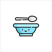 A bowl with a spoon and spoon in it vector