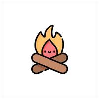 A cartoon fire with a stick and a stick vector
