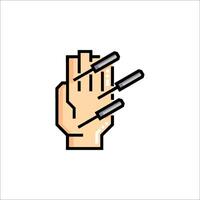 A hand with a nail in it and a nail in the middle vector