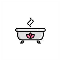 A bathtub with a pink flower in it vector