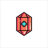 A pixelated icon of a shield with a cross on it vector