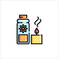 A bottle of perfume and a candle icon vector