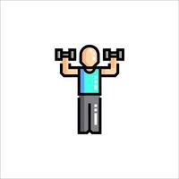 A man lifting weights icon in pixel style vector